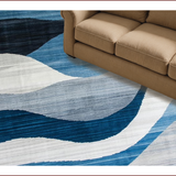Ultra Soft Area Rug, Non Slip, Stain Resistant, Washable Area Rugs for Living Room, Bedroom, Dynamic Modern Artful Geometric Fusion(Blue)