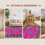 Ultra Soft Area Rug, Non Slip, Stain Resistant, Washable Area Rugs for Living Room, Bedroom, Sophisticated Minimalist Linear Arrangement(Pink)