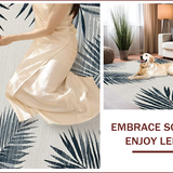Ultra Soft Area Rug, Non Slip, Stain Resistant, Washable Area Rugs for Living Room, Bedroom, Chic Grey Coastal Leaf Pattern(Blue)