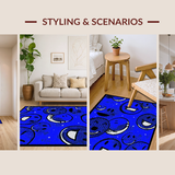 Ultra Soft Area Rug, Non Slip, Stain Resistant, Washable Area Rugs for Living Room, Bedroom, Funky Blue Circular Pop(Blue)