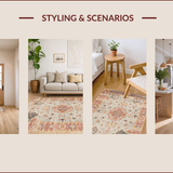 Ultra Soft Area Rug, Non Slip, Stain Resistant, Washable Area Rugs for Living Room, Bedroom, Chic Earthy Floral Aesthetic(Ivory)