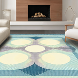Ultra Soft Area Rug, Non Slip, Stain Resistant, Washable Area Rugs for Living Room, Bedroom, Serene Neutral Geometric Waves(Blue)