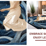 Ultra Soft Area Rug, Non Slip, Stain Resistant, Washable Area Rugs for Living Room, Bedroom, Mystic Kraken Sea Beast Carpet(Blue)