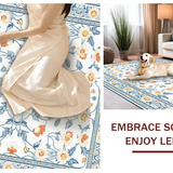 Ultra Soft Area Rug, Non Slip, Stain Resistant, Washable Area Rugs for Living Room, Bedroom, Artistic Flower Pattern with Earthy Hues(White)