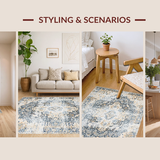 Ultra Soft Area Rug, Non Slip, Stain Resistant, Washable Area Rugs for Living Room, Bedroom, Luxurious Vintage Trellis Arrangement(Beige)