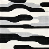 Ultra Soft Area Rug, Non Slip, Stain Resistant, Washable Area Rugs for Living Room, Bedroom, Elegant Black and White Striped Outdoor Rug for Contemporary Decor(Black)