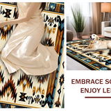 Ultra Soft Area Rug, Non Slip, Stain Resistant, Washable Area Rugs for Living Room, Bedroom, Elegant Vintage Aztec Textile Design(Beige)