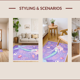 Ultra Soft Area Rug, Non Slip, Stain Resistant, Washable Area Rugs for Living Room, Bedroom, Charming Furry Rainbow Textures(Purple)