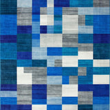 Ultra Soft Area Rug, Non Slip, Stain Resistant, Washable Area Rugs for Living Room, Bedroom, Chic Contemporary Symmetrical Elements(Blue)