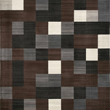 Ultra Soft Area Rug, Non Slip, Stain Resistant, Washable Area Rugs for Living Room, Bedroom, Creative Modern Patchwork Flair(Brown)
