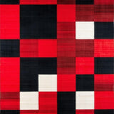 Ultra Soft Area Rug, Non Slip, Stain Resistant, Washable Area Rugs for Living Room, Bedroom, Bold Red and Black Checkerboard Motif(Red)