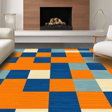 Ultra Soft Area Rug, Non Slip, Stain Resistant, Washable Area Rugs for Living Room, Bedroom, Dynamic Earth Tone Medallion Theme(Orange)
