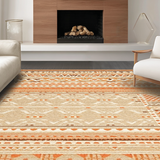 Ultra Soft Area Rug, Non Slip, Stain Resistant, Washable Area Rugs for Living Room, Bedroom, Rustic Diamond Lattice Motif(Orange)