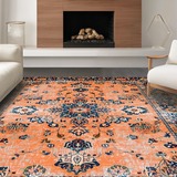 Ultra Soft Area Rug, Non Slip, Stain Resistant, Washable Area Rugs for Living Room, Bedroom, Contemporary Distressed Geometric Vibe(Orange)