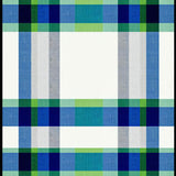 Asymmetric Blue Green and Beige Plaid Featuring Bold Linear(Blue)