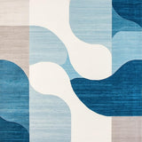 Ultra Soft Area Rug, Non Slip, Stain Resistant, Washable Area Rugs for Living Room, Bedroom, Sleek Minimalist Fluid Lines(Blue)