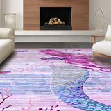 Ultra Soft Area Rug, Non Slip, Stain Resistant, Washable Area Rugs for Living Room, Bedroom, Sophisticated Colorful Seashell Arrangement(Purple)