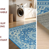Ultra Soft Area Rug, Non Slip, Stain Resistant, Washable Area Rugs for Living Room, Bedroom, Striking Tropical Print with Medallions(Blue)