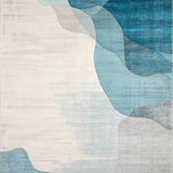 Ultra Soft Area Rug, Non Slip, Stain Resistant, Washable Area Rugs for Living Room, Bedroom, Tranquil Oasis Patio Watercolor Inspired Blue Beige(Blue)