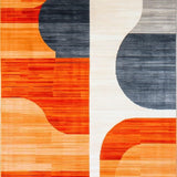 Ultra Soft Area Rug, Non Slip, Stain Resistant, Washable Area Rugs for Living Room, Bedroom, Chic Modern Organic Shapes(Orange)