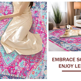 Ultra Soft Area Rug, Non Slip, Stain Resistant, Washable Area Rugs for Living Room, Bedroom, Elegant Abstract Symmetrical Design(Pink)