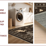 Ultra Soft Area Rug, Non Slip, Stain Resistant, Washable Area Rugs for Living Room, Bedroom, Cozy Earthy Cabin Motif(Black)