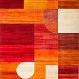 Ultra Soft Area Rug, Non Slip, Stain Resistant, Washable Area Rugs for Living Room, Bedroom, Warm Toned Artful Patterned Delight(Red)