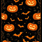 Glow In The Dark Halloween Rug with Haunted Pumpkin and Bat Silhouettes(Orange)
