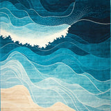 Ultra Soft Area Rug, Non Slip, Stain Resistant, Washable Area Rugs for Living Room, Bedroom, Serene Oceanic Abstract Design(Blue)