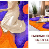 Ultra Soft Area Rug, Non Slip, Stain Resistant, Washable Area Rugs for Living Room, Bedroom, Modern Eclectic Wave-like Theme(Orange)