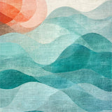 Ultra Soft Area Rug, Non Slip, Stain Resistant, Washable Area Rugs for Living Room, Bedroom, Boho Surf Scene Rug Coastal Decor Carpet(Orange)