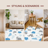 Ultra Soft Area Rug, Non Slip, Stain Resistant, Washable Area Rugs for Living Room, Bedroom, Modern Pastel Animal Design(Gray)