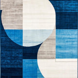 Ultra Soft Area Rug, Non Slip, Stain Resistant, Washable Area Rugs for Living Room, Bedroom, Abstract Blue & Beige Round Modern Design(Blue)