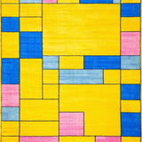 Ultra Soft Area Rug, Non Slip, Stain Resistant, Washable Area Rugs for Living Room, Bedroom, Playful Tiled Pattern Design(Yellow)