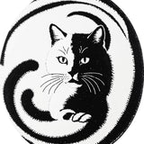 Ultra Soft Area Rug, Non Slip, Stain Resistant, Washable Area Rugs for Living Room, Bedroom, Round Yin Yang Cat Rug for Bathroom Decor(Black)