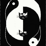 Ultra Soft Area Rug, Non Slip, Stain Resistant, Washable Area Rugs for Living Room, Bedroom, Artistic Yin Yang Cat Fusion(Black)