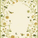 Ultra Soft Area Rug, Non Slip, Stain Resistant, Washable Area Rugs for Living Room, Bedroom, Delicate Insect Floral Harmony(Beige)