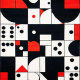 Ultra Soft Area Rug, Non Slip, Stain Resistant, Washable Area Rugs for Living Room, Bedroom, Quirky Colorful Geometric Layout(Red)