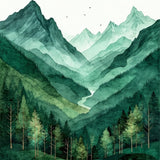 Artistic Mountain Motif Mat(Green)