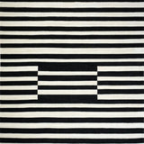 Ultra Soft Area Rug, Non Slip, Stain Resistant, Washable Area Rugs for Living Room, Bedroom, Contemporary Contrast Stripe Rug Featuring Bold Black and White Banding Designs(Black)