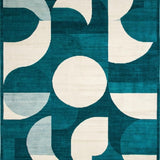 Ultra Soft Area Rug, Non Slip, Stain Resistant, Washable Area Rugs for Living Room, Bedroom, Chic Geometric Area with Teal and Cream Overlapping Shapes(Blue)