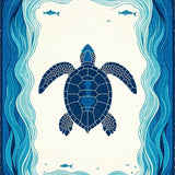 Ultra Soft Area Rug, Non Slip, Stain Resistant, Washable Area Rugs for Living Room, Bedroom, Turtle Cove Coastal Beige with Sea Motif Beach(Blue)
