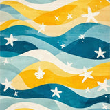 Ultra Soft Area Rug, Non Slip, Stain Resistant, Washable Area Rugs for Living Room, Bedroom, Surfboard Splash Rug with Ocean Wave Bands and Funky Nautical Graphic Elements(Yellow)