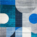 Ultra Soft Area Rug, Non Slip, Stain Resistant, Washable Area Rugs for Living Room, Bedroom, Contemporary Soft Abstract Swirls(Blue)