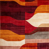 Ultra Soft Area Rug, Non Slip, Stain Resistant, Washable Area Rugs for Living Room, Bedroom, Abstract Earthy Tones Composition(Red)