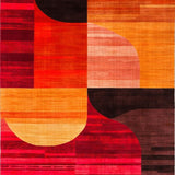 Ultra Soft Area Rug, Non Slip, Stain Resistant, Washable Area Rugs for Living Room, Bedroom, Dynamic Abstract Shape Fusion(Red)
