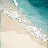 Ultra Soft Area Rug, Non Slip, Stain Resistant, Washable Area Rugs for Living Room, Bedroom, Seashore Inspired Washable Throw Rug Coastal Blue Beach Scenery Area Carpet(Beige)