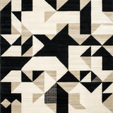 Ultra Soft Area Rug, Non Slip, Stain Resistant, Washable Area Rugs for Living Room, Bedroom, Bold Geometric Triangles in Monochrome Contrast(Beige)