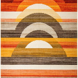 Ultra Soft Area Rug, Non Slip, Stain Resistant, Washable Area Rugs for Living Room, Bedroom, Bold Contemporary Curvilinear Style(Orange)