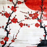 Ultra Soft Area Rug, Non Slip, Stain Resistant, Washable Area Rugs for Living Room, Bedroom, Japanese Floral Watercolor Aesthetic(Red)